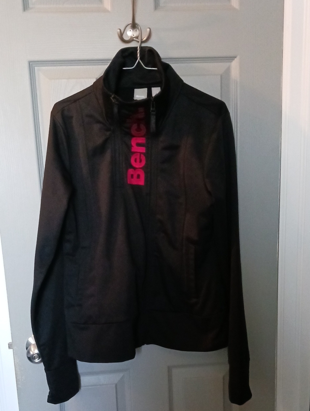Bench Women's Black Jacket with Pink Logo